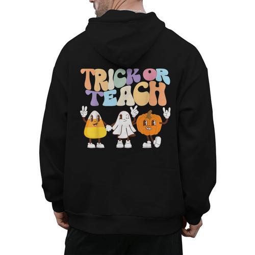 Trick Or Teach Cute Halloween Teacher Men's Hoodie Back Print - teacherstshirts.com