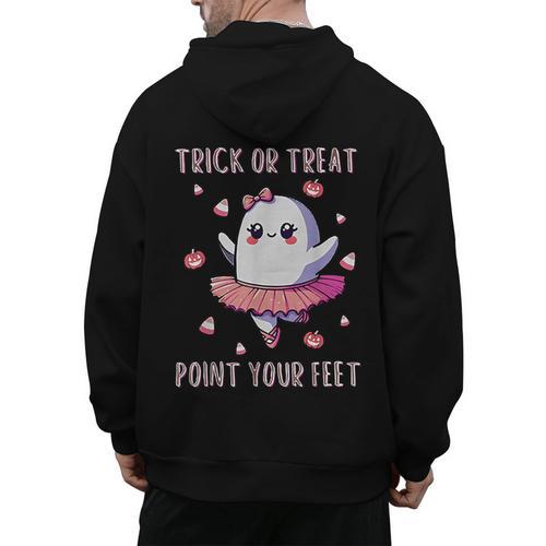 Trick Or Treat Point Your Feet Halloween Ghost Dance Teacher Men's Hoodie Back Print - teacherstshirts.com CA