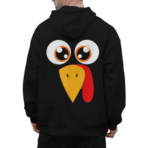 Turkey Face Halloween Costume Thanksgiving Teacher Nurse Men's Hoodie Back Print - teacherstshirts.com AU