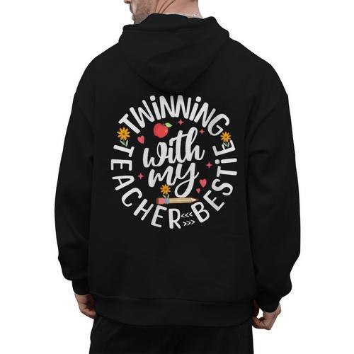 Twin Day For Spirit Week Teacher Bestie Matching Men's Hoodie Back Print - teacherstshirts.com DE