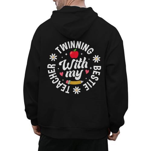 Twin Day Teacher Twinning With My Bestie Matching For Men Women Men's Hoodie Back Print - teacherstshirts.com
