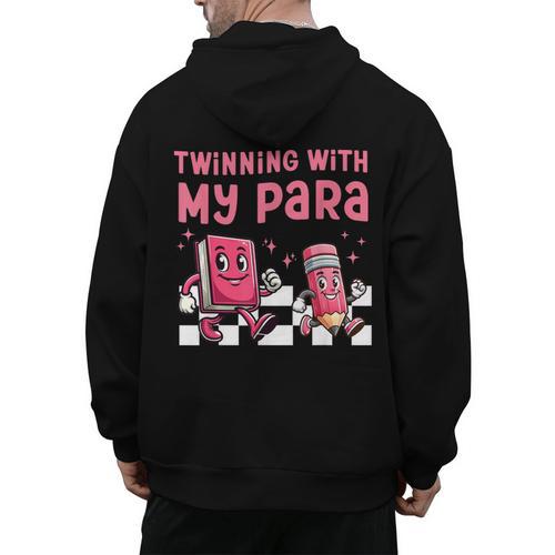 Twinning With My Para Teacher Matching Paraprofessional 70s For Men Women Men's Hoodie Back Print - teacherstshirts.com UK