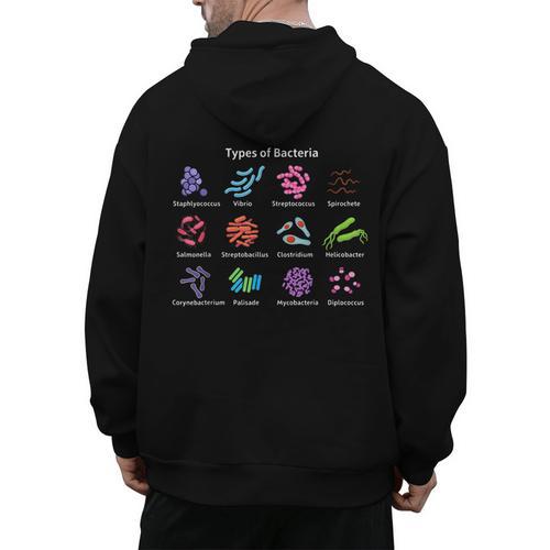 Types Of Bacteria Microbiologist Biology Science Teacher Men's Hoodie Back Print - teacherstshirts.com AU