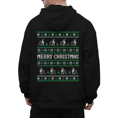 Ugly Sweater Boston Terrier Dog Christmas Dog Lover Xmas Men Women Kids Men's Hoodie Back Print - Bostonterriersmerch.com