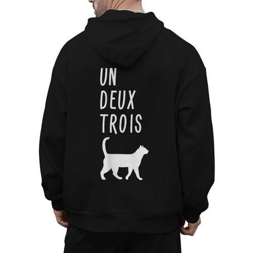 Un Deux Trois Cat Shirt French Teacher Men's Hoodie Back Print - teacherstshirts.com