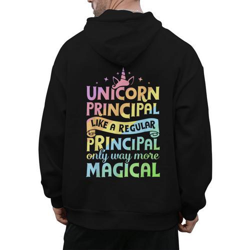 Unicorn Principal Back To School Teacher Appreciation Men's Hoodie Back Print - teacherstshirts.com UK