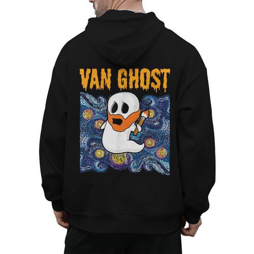 Van Ghost Art Teacher Halloween Van Gogh Starry Night Men's Hoodie Back Print - teacherstshirts.com DE