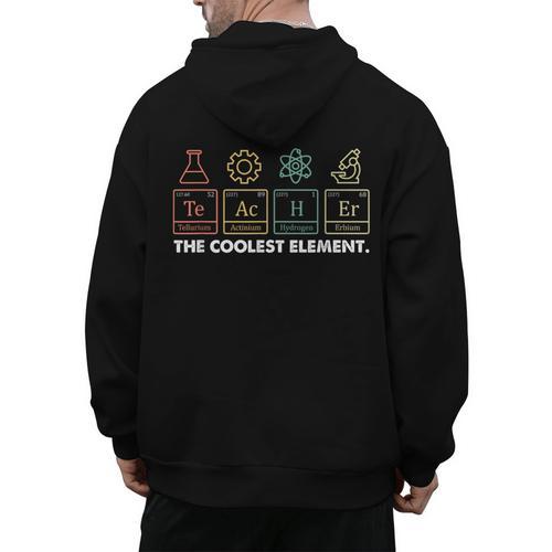 Vintage The Coolest Element Periodic Table Chemist Teacher Men's Hoodie Back Print - teacherstshirts.com