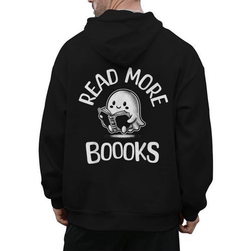 Vintage Halloween Teacher Women Reading Read More Books Men's Hoodie Back Print - teacherstshirts.com AU