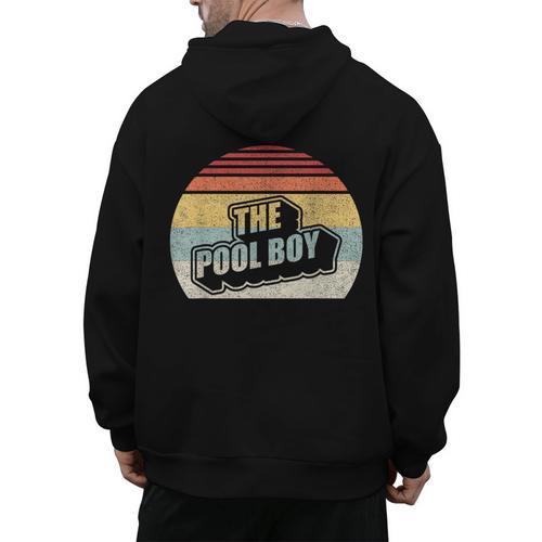 Vintage Retro The Pool Boy Men's Hoodie Back Print - Bostonterriersmerch.com CA