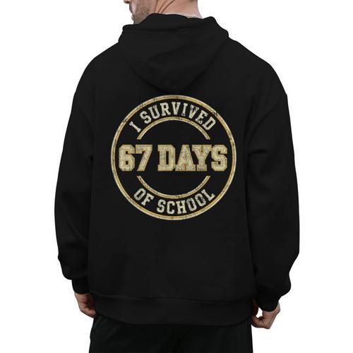Vintage I Survived 67 Days Of School Teachers Students Men's Hoodie Back Print - teacherstshirts.com CA