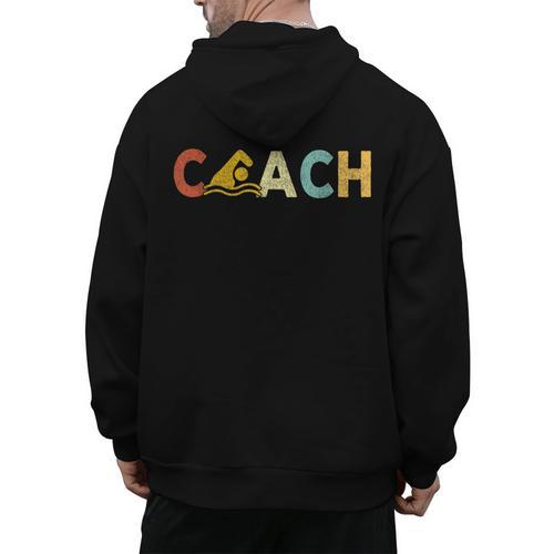 Vintage Swim Coach Swimming Coach Swim Teacher Swimmer Retro Men's Hoodie Back Print - teacherstshirts.com