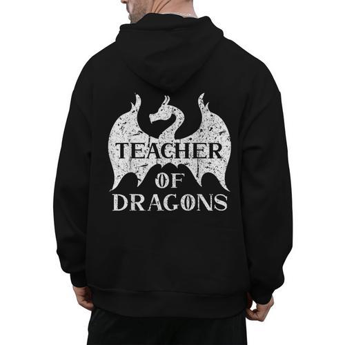 Vintage Teacher Of Dragons Quotes Teacher Student Men's Hoodie Back Print - teacherstshirts.com AU