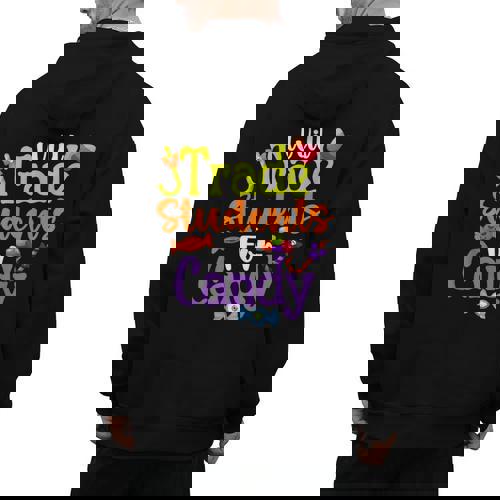 Will Trade Students For Candy Teacher Halloween Costume Men&#x27;s Hoodie Back Print - teacherstshirts.com