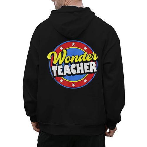Wonder Teacher Super Woman Power Superhero Back To School Men's Hoodie Back Print - teacherstshirts.com AU