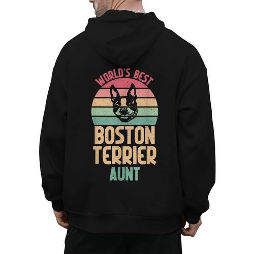 Worlds Best Boston Terrier Aunt Men's Hoodie Back Print - Bostonterriersmerch.com