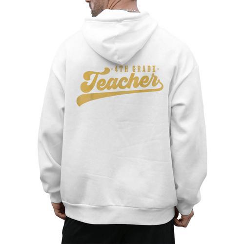 4th Grade Teacher Cute Vintage Graphic Fourth Grade Teacher Men's Hoodie Back Print - teacherstshirts.com