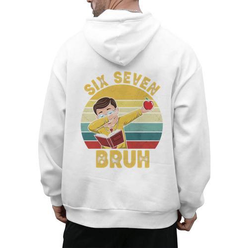 67 Meme Six Seven Bruh Retro Dabbing Teacher School Men's Hoodie Back Print - teacherstshirts.com CA