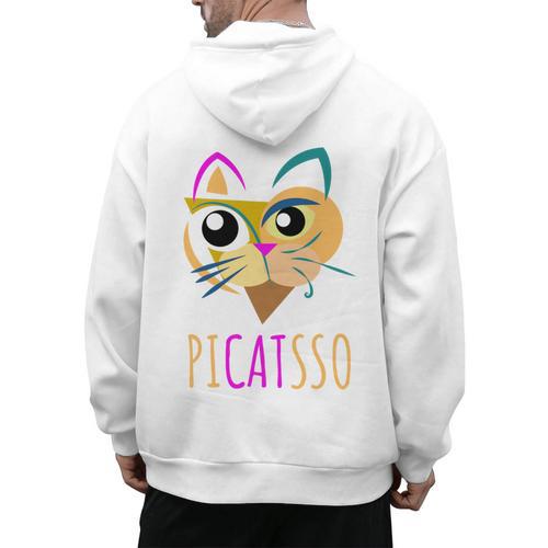Abstract Cat Art Picatsso Shirt For Art Teachers Men's Hoodie Back Print - teacherstshirts.com DE