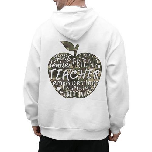 Apple Camoflauge Clothing Camo Student Teacher Cute School Men's Hoodie Back Print - teacherstshirts.com CA