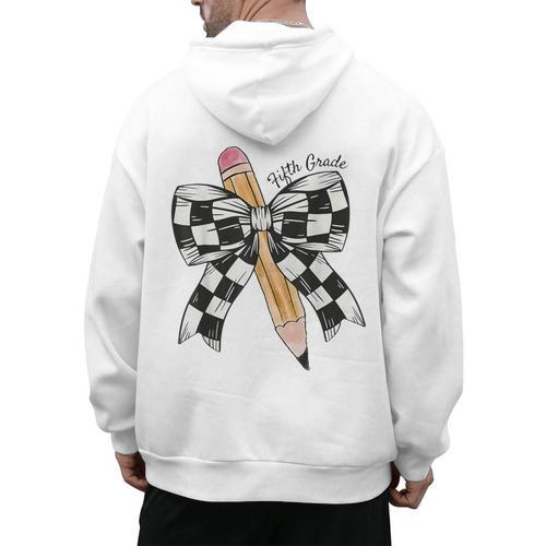 Back To School Hello Fifth Grade Teacher Coquette Pencil Bow Men's Hoodie Back Print - teacherstshirts.com