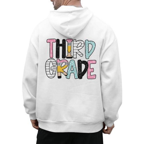 Back To School Third Grade Teacher First Day Of 3rd Grade Men's Hoodie Back Print - teacherstshirts.com