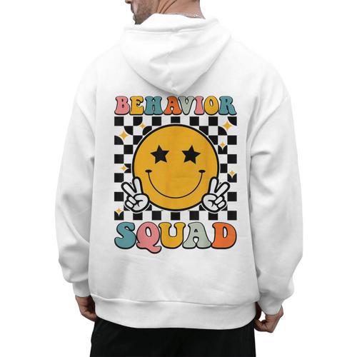 Behavior Squad Specialist Analyst Behavior Teacher Retro Men's Hoodie Back Print - teacherstshirts.com CA