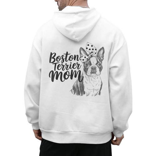 Boston Terrier Dog Bostie Mom Idea For Women Men's Hoodie Back Print - Bostonterriersmerch.com