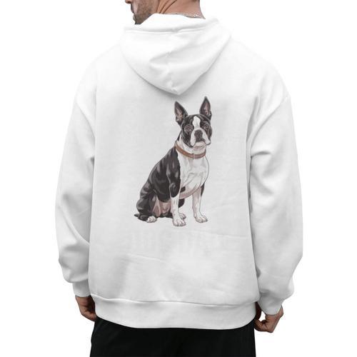 Boston Terrier Dog Dad Boston Terrier Dog Lovers Men's Hoodie Back Print - Bostonterriersmerch.com