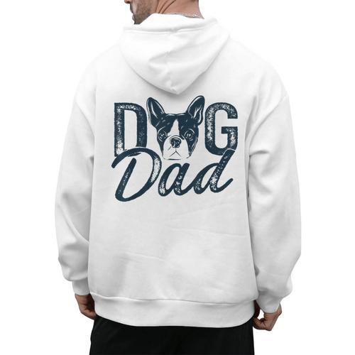 Boston Terrier Dog Dad Men's Hoodie Back Print - Bostonterriersmerch.com