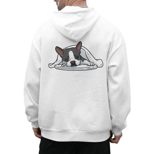 Boston Terrier Dog Official Sleeping Men Women Girls Kids Men's Hoodie Back Print - Bostonterriersmerch.com
