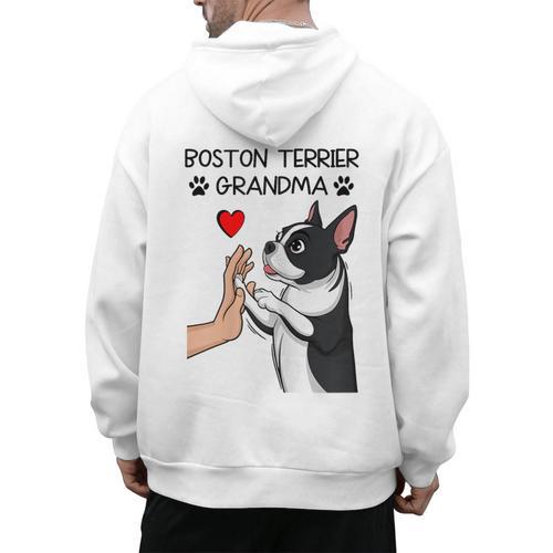 Boston Terrier Grandma Mother's Day Dog Mom Men's Hoodie Back Print - Bostonterriersmerch.com