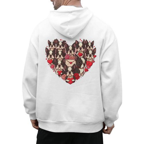 Boston Terrier Heart Valentine Boston Terrier Men's Hoodie Back Print - Bostonterriersmerch.com