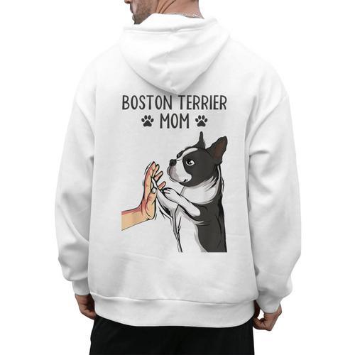 Boston Terrier Mom Dogs Mum Woman Men's Hoodie Back Print - Bostonterriersmerch.com