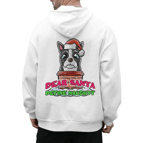 Boston Terrier Santa Claus Christmas Dog Men's Hoodie Back Print - Bostonterriersmerch.com