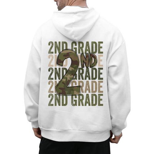 Camo Team 2nd Grade Squad Back To School Teacher Kids Boys Men's Hoodie Back Print - teacherstshirts.com AU
