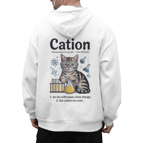 Cation Shirt Cat Science Chemistry Teacher Chemist Pun Men's Hoodie Back Print - teacherstshirts.com CA