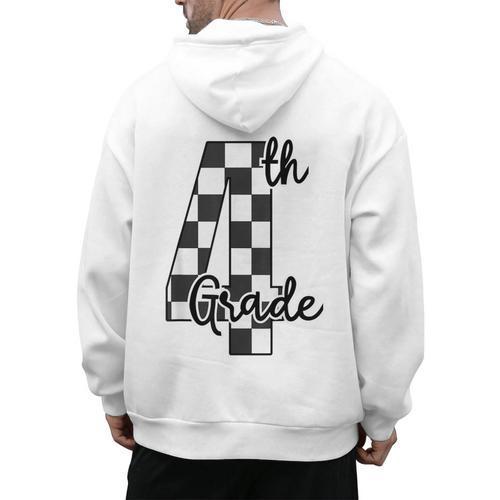 Checkered Fourth Grade Back To School Teachers Students Men's Hoodie Back Print - teacherstshirts.com
