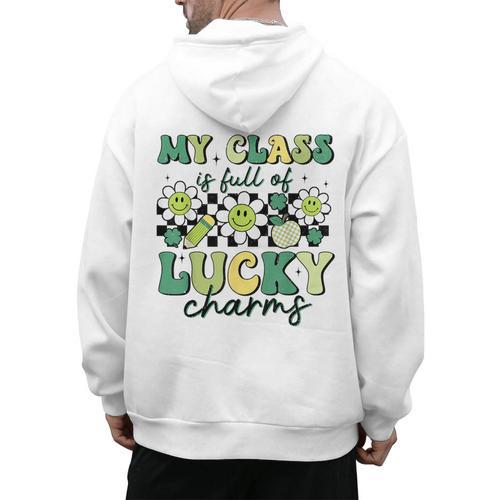 My Class Is Full Of Lucky Charms St Patricks Day Teacher Men's Hoodie Back Print - teacherstshirts.com UK