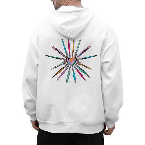 Cool Brush Heart Shape Art Teacher Paint For Artist Painter Men's Hoodie Back Print - teacherstshirts.com DE