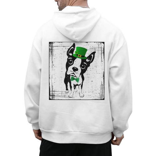 Cool Saint Patrick's Boston Terrier T Shirt For Dogs Lovers Men's Hoodie Back Print - Bostonterriersmerch.com CA