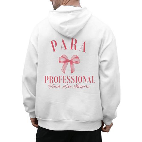 Coquette Bow Paraprofessional School Para Squad Teacher Aide Men's Hoodie Back Print - teacherstshirts.com UK