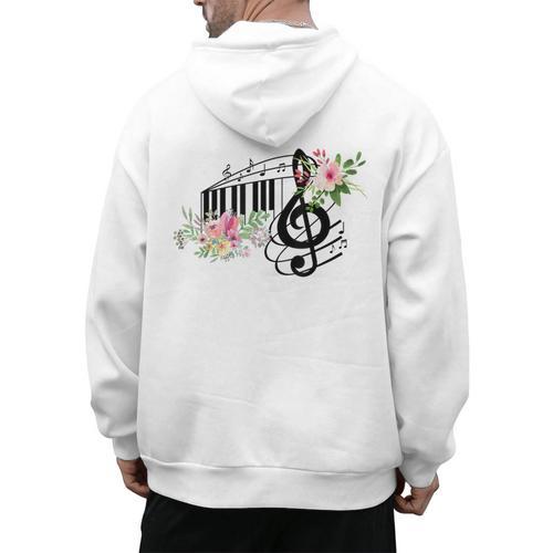 Cut Music Teacher Shirt With a Piano Keys Notes And Flowers Men's Hoodie Back Print - teacherstshirts.com