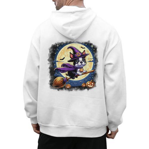 Cute Boston Terrier Halloween Costume Dog Lover Women Girls Men's Hoodie Back Print - Bostonterriersmerch.com