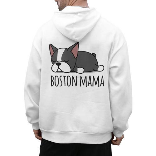 Cute Boston Terrier Boston Mama Men's Hoodie Back Print - Bostonterriersmerch.com