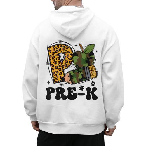 Cute Camo Pre K Back To School Teacher Kid Preschool Men's Hoodie Back Print - teacherstshirts.com