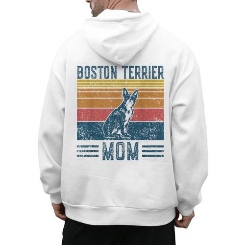 Dog Boston Terrier Mom Vintage Boston Terrier Mom Men's Hoodie Back Print - Bostonterriersmerch.com