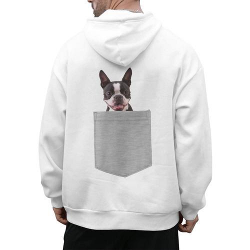 Dog In Your Pocket Boston Terrier For Men Women Girls Kids Men's Hoodie Back Print - Bostonterriersmerch.com