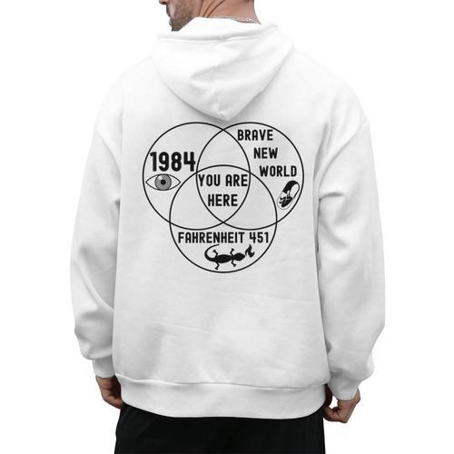 You Are Here Dystopian Venn Diagram English Teacher Bk Men's Hoodie Back Print - teacherstshirts.com AU