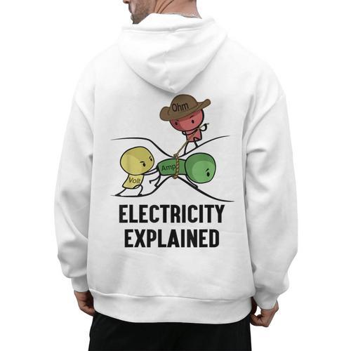 Electricity Explained Physics Nerd I Teacher School Men's Hoodie Back Print - teacherstshirts.com